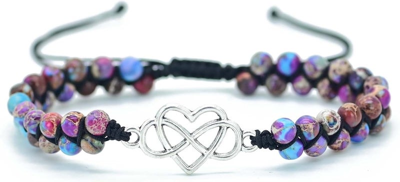 DivaGlamz To My Granddaughter-Infinity Forever Love Heart Bracelet, Natural Emperor Stone Double Layer Purple Beaded Woven Wrap Bracelets Adjustable Mind Peace Gift Jewelry - Image 5